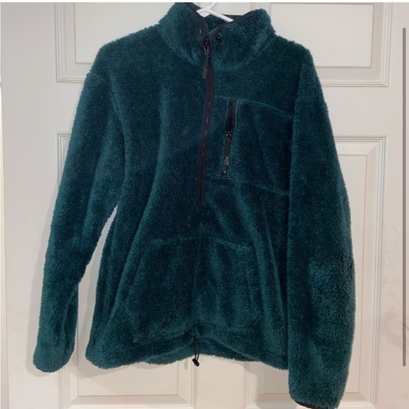 Dark Green PINK Teddy Half Zip - Picture 2 of 2